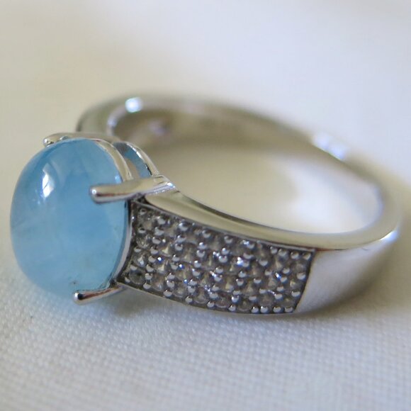 NWT $88 Blue Aquamarine With Rhodium Over Sterling Silver Ring Size 6 - Picture 5 of 12